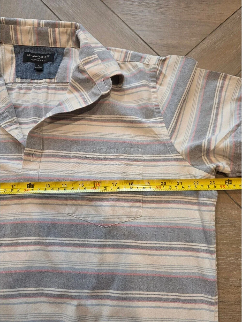 Banana Republic Striped Short Sleeve Polo Shirt - LARGE